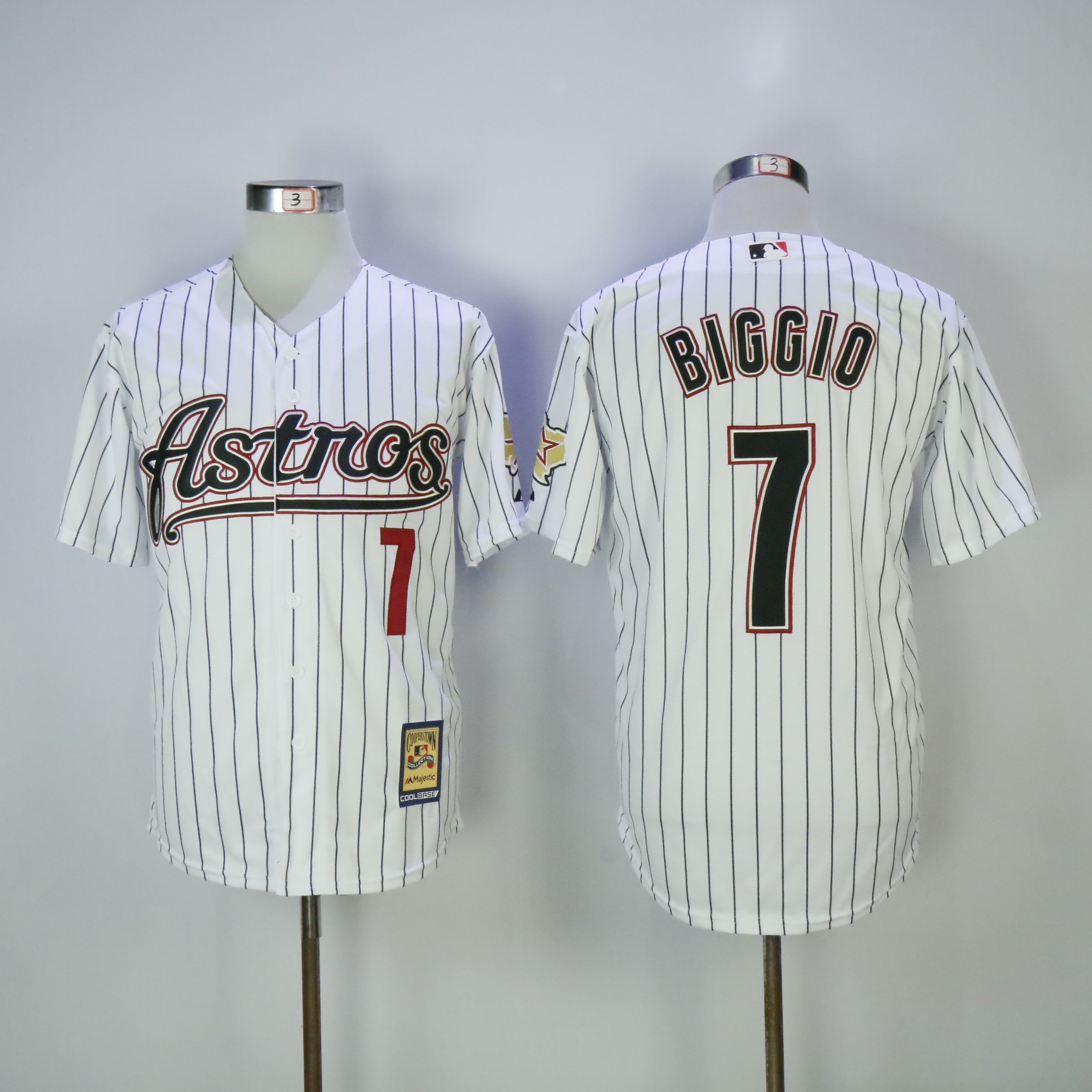 Men Houston Astros #7 Biggio White Throwback MLB Jerseys->youth mlb jersey->Youth Jersey